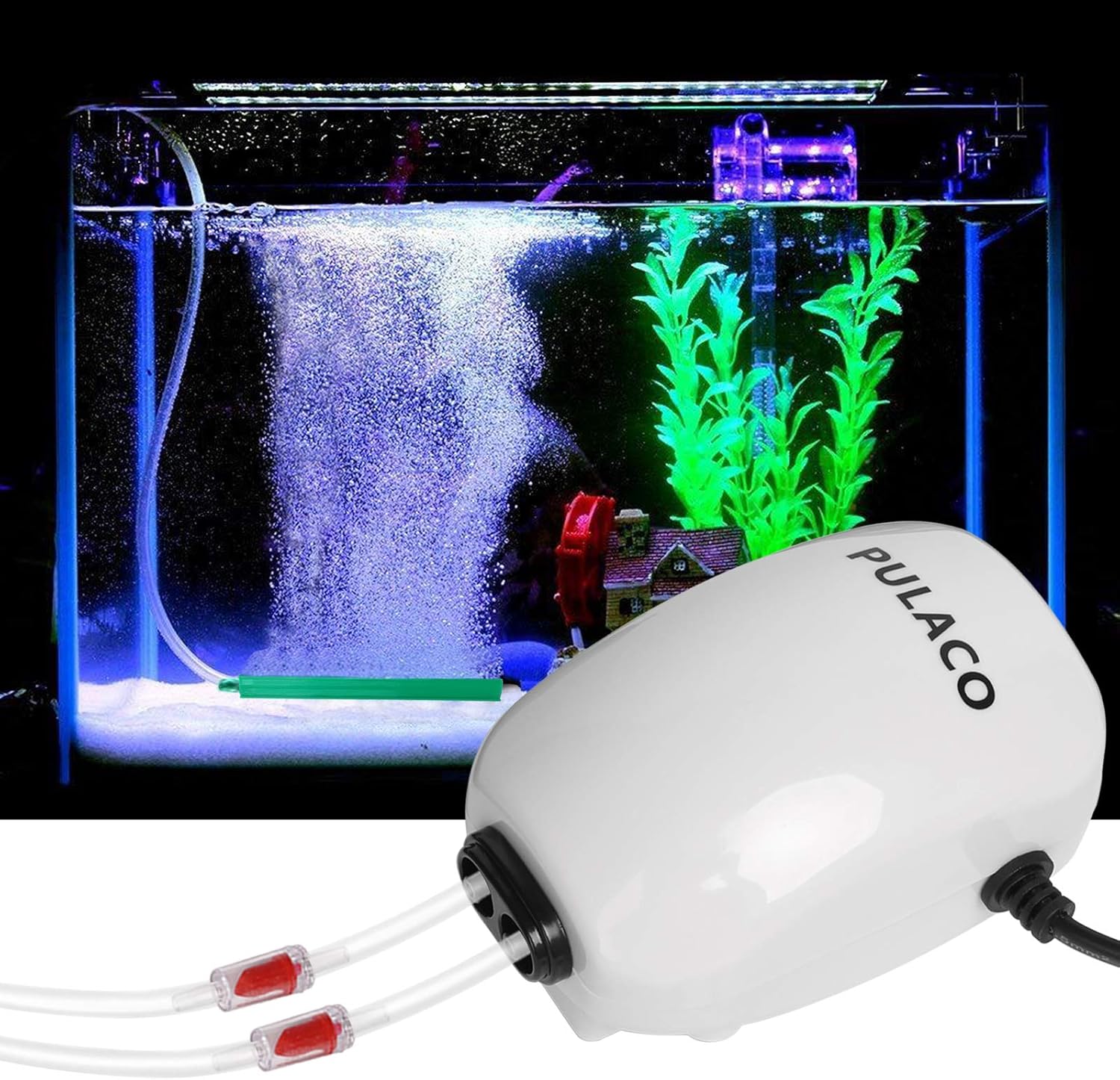 Amazon.com: PULACO Ultra Quiet Aquarium Air Pump Dual Outlet , Fish Tank  Aerator Pump with Accessories, for Up to 100 Gallon Tank: Sports & Outdoors